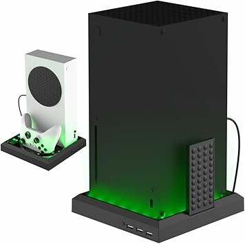 Charging Cooling Fan Base for Xbox Series X/S RGB Vertical Stand Multi-Function Charging Cooling Sta