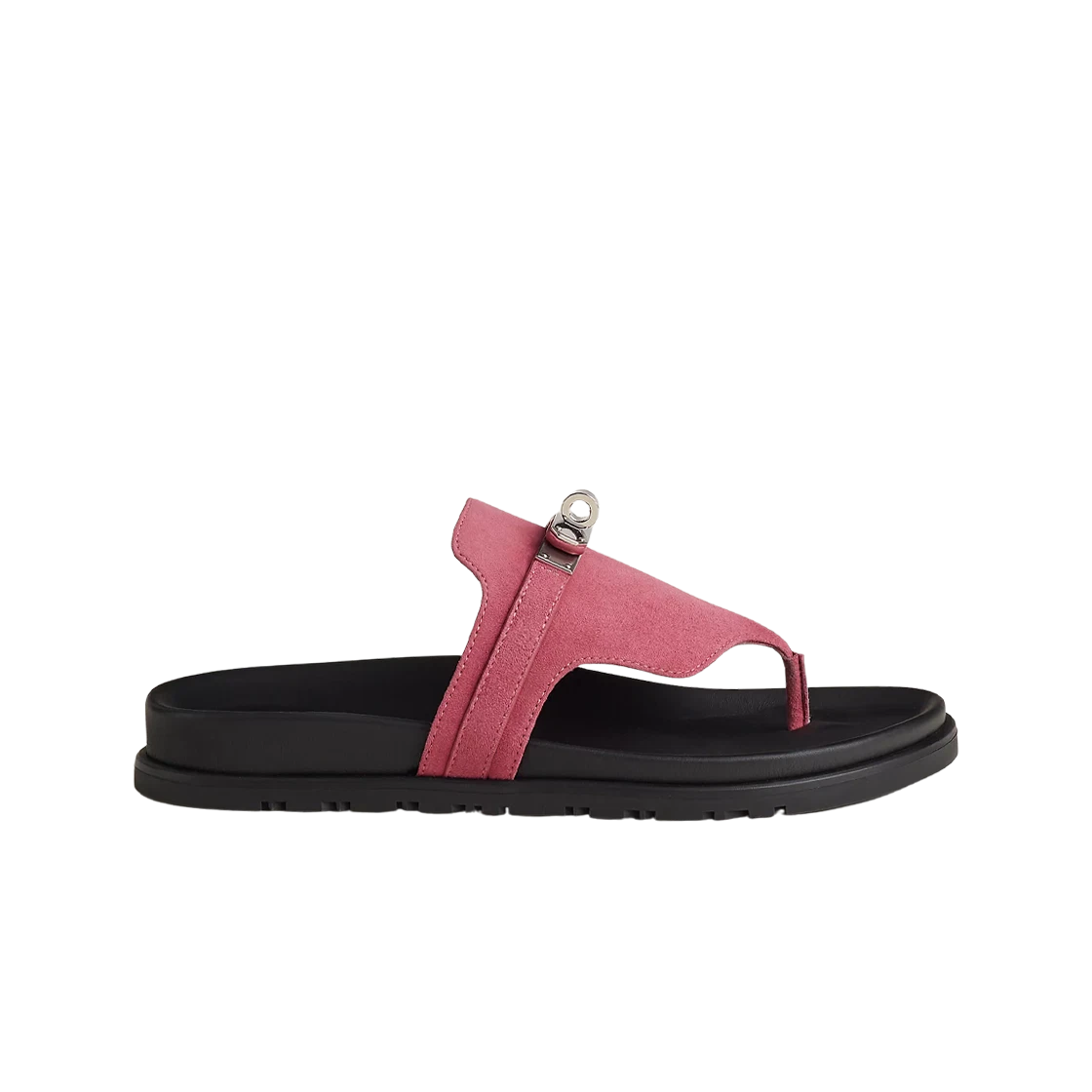 (W) Hermes Empire Sandal Suede Goatskin & Palladium Rose Aphrodite
